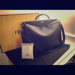 Fendi Peekaboo Selleria in Black Roman leather